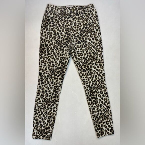 FRAME Ali High Rise Cigarette Leopard Animal Print Denim Jeans Women Size 28 - Picture 1 of 10